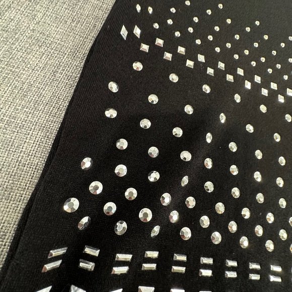 Venus Black Dress‎ Silver Studs Size XS Round Neck Viscose Polyester Elastan - Picture 4 of 12